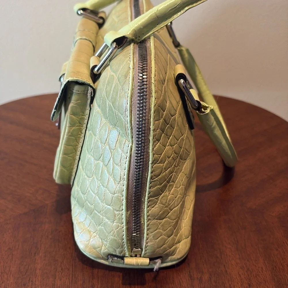 Dooney & Bourke  Vintage  alligator Satchel  Leather  Lt. Green  Front pocket